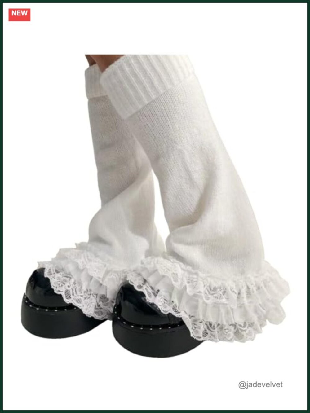Lace Trim Knit Leg Warmers Y2K Kawaii Lolita Flared Socks
